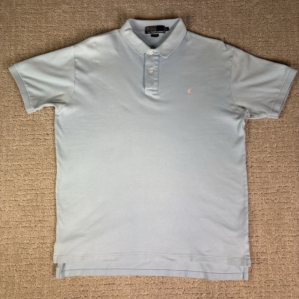 Vintage Polo by Ralph Lauren Light Blue L Men's Short Sleeve 100% Cotton Polo